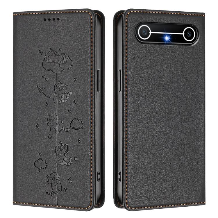 For Tecno Pova Slim 5G / Spark Slim 4G Cute Cats Embossed Magnetic RFID Vegan Leather Phone Case