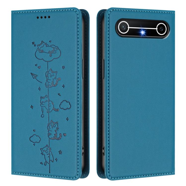For Tecno Pova Slim 5G / Spark Slim 4G Cute Cats Embossed Magnetic RFID Vegan Leather Phone Case