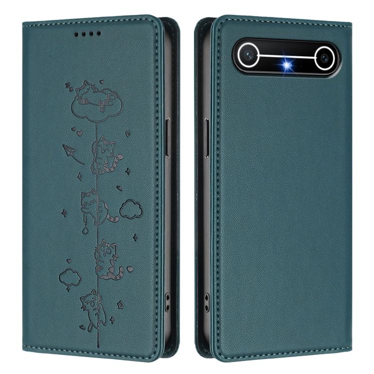 For Tecno Pova Slim 5G / Spark Slim 4G Cute Cats Embossed Magnetic RFID Vegan Leather Phone Case