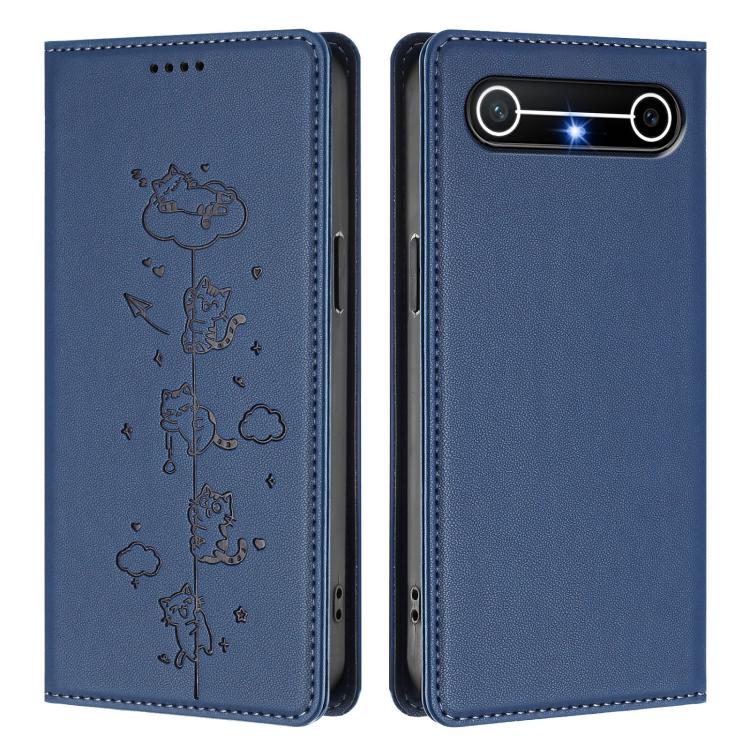 For Tecno Pova Slim 5G / Spark Slim 4G Cute Cats Embossed Magnetic RFID Vegan Leather Phone Case