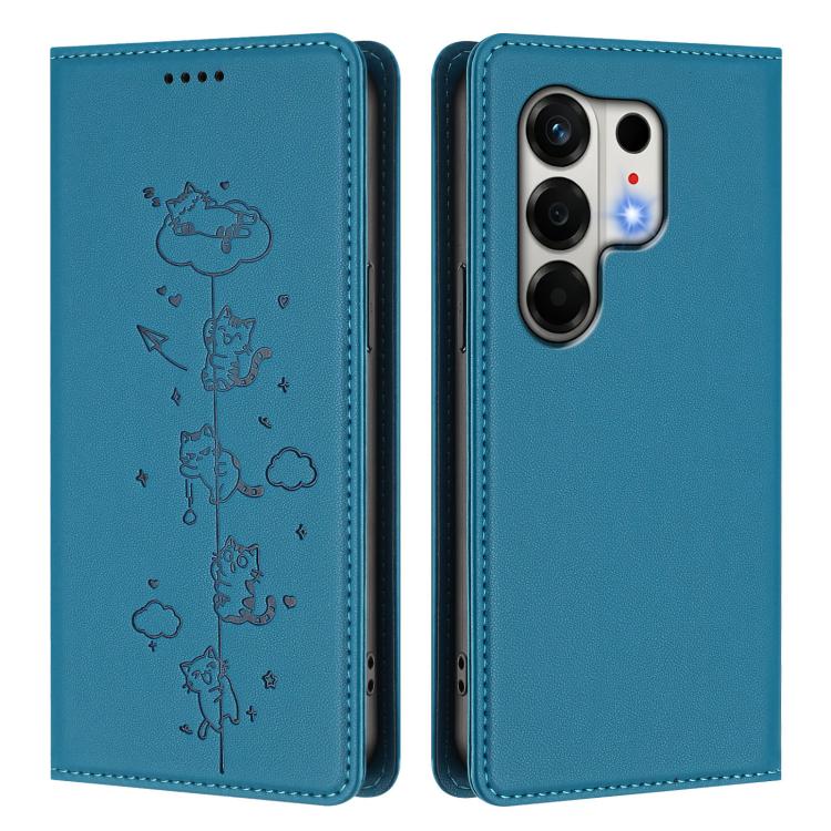 For Tecno Camon 50 4G Cute Cats Embossed Magnetic RFID Vegan Leather Phone Case