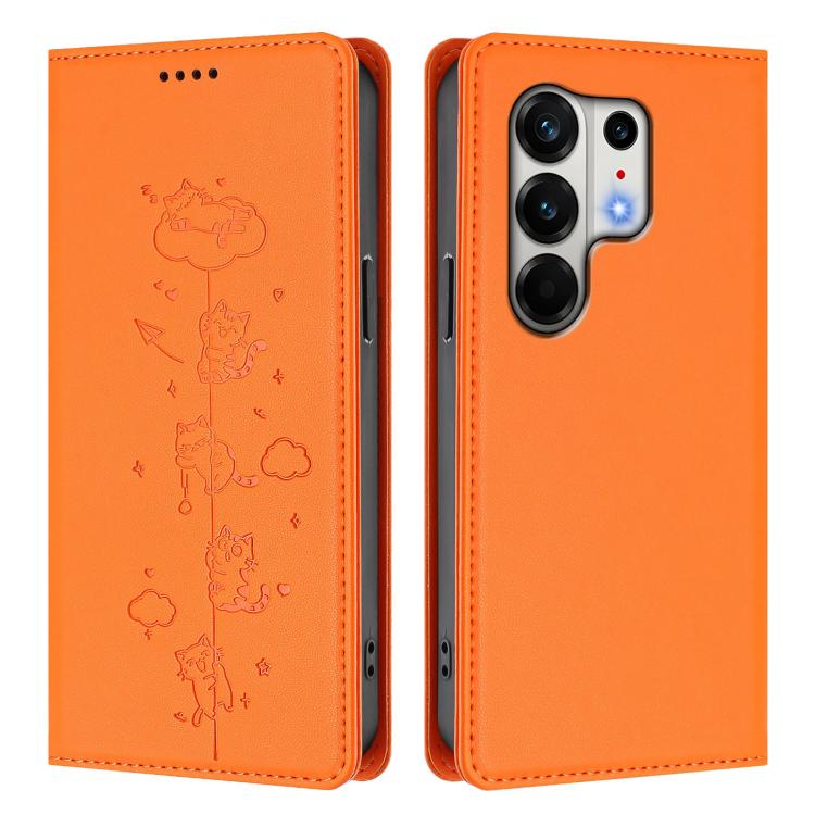 For Tecno Camon 50 Pro 4G Cute Cats Embossed Magnetic RFID Vegan Leather Phone Case