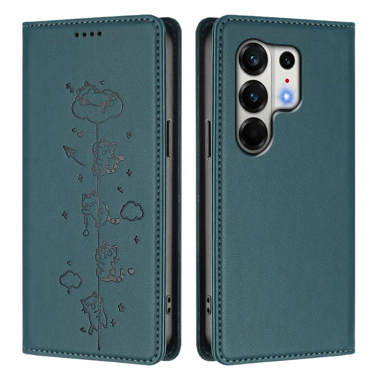 For Tecno Camon 50 Pro 4G Cute Cats Embossed Magnetic RFID Vegan Leather Phone Case