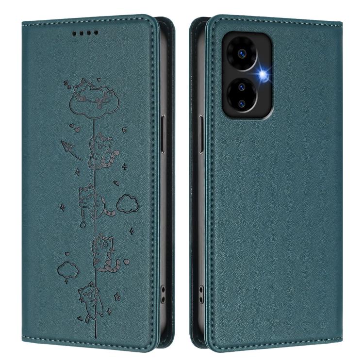 For Boost Mobile Celero 5G 2024 / Celero 3 5G Cute Cats Embossed Magnetic RFID Vegan Leather Phone Case