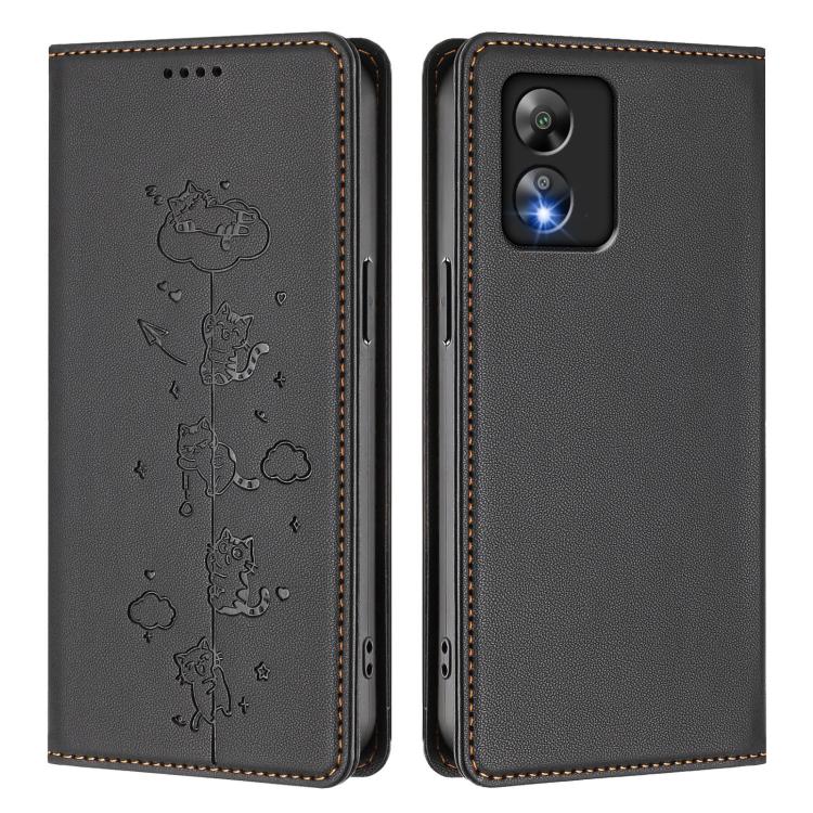 For Boost Mobile Celero 5G SC / SN339D Cute Cats Embossed Magnetic RFID Vegan Leather Phone Case