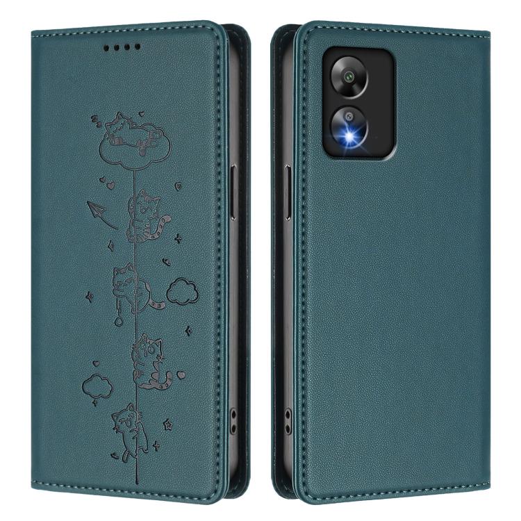 For Boost Mobile Celero 5G SC / SN339D Cute Cats Embossed Magnetic RFID Vegan Leather Phone Case