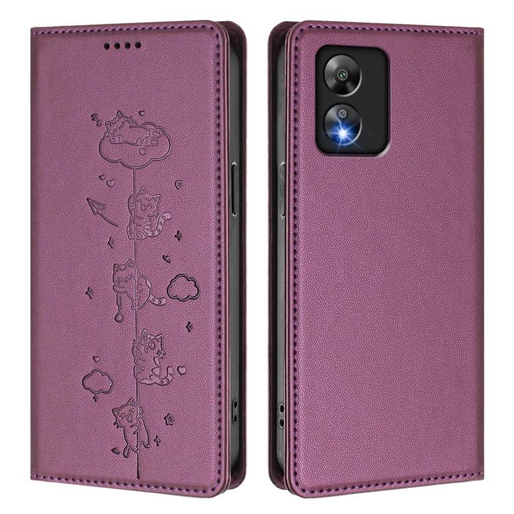 For Boost Mobile Celero 5G SC / SN339D Cute Cats Embossed Magnetic RFID Vegan Leather Phone Case