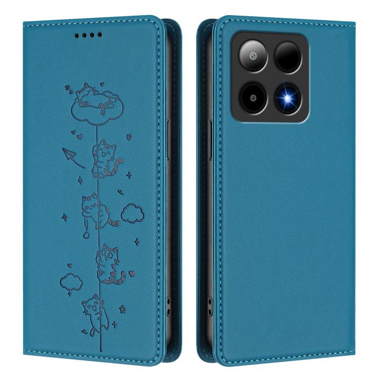 For Boost Mobile Summit 5G Cute Cats Embossed Magnetic RFID Vegan Leather Phone Case