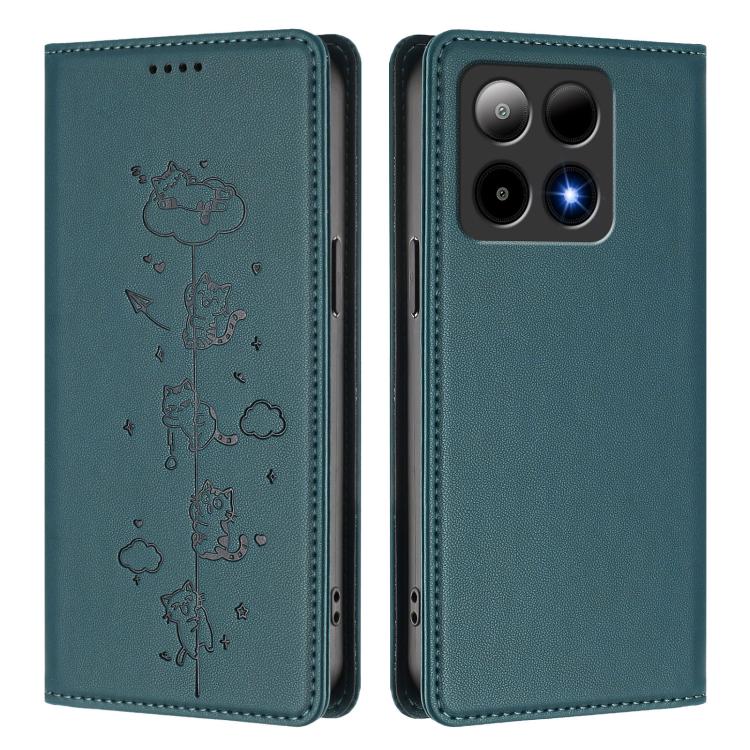 For Boost Mobile Summit 5G Cute Cats Embossed Magnetic RFID Vegan Leather Phone Case