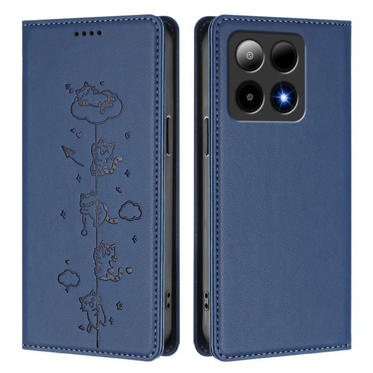For Boost Mobile Summit 5G Cute Cats Embossed Magnetic RFID Vegan Leather Phone Case