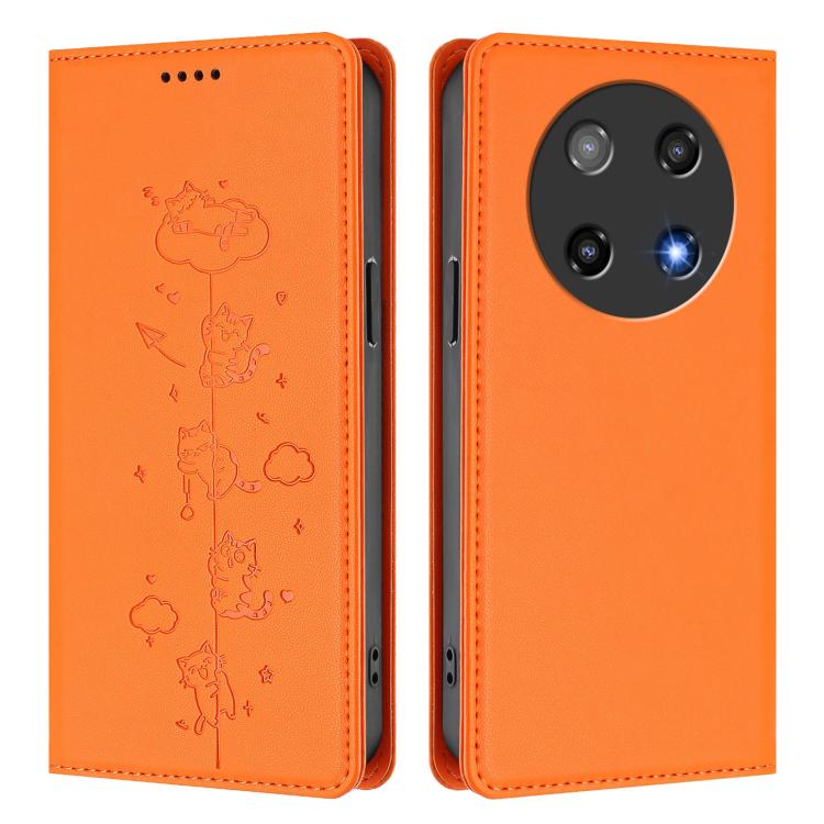 For Coolpad C16 Cute Cats Embossed Magnetic RFID Vegan Leather Phone Case