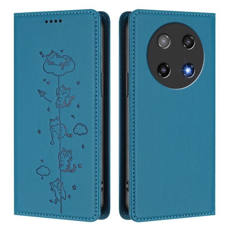 For Coolpad C16 Cute Cats Embossed Magnetic RFID Vegan Leather Phone Case
