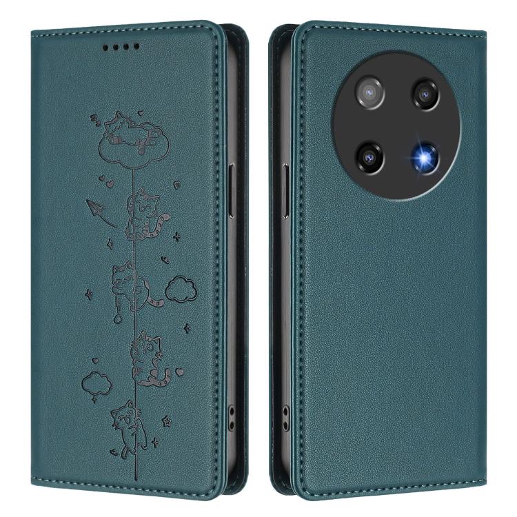 For Coolpad C16 Cute Cats Embossed Magnetic RFID Vegan Leather Phone Case
