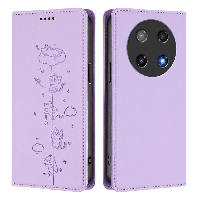 For Coolpad C16 Cute Cats Embossed Magnetic RFID Vegan Leather Phone Case