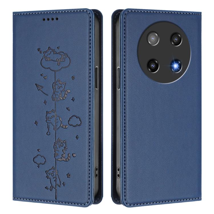 For Coolpad C16 Cute Cats Embossed Magnetic RFID Vegan Leather Phone Case