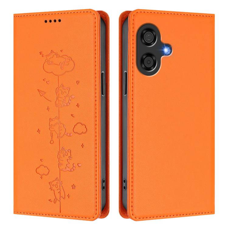 For Coolpad Cool 40i Cute Cats Embossed Magnetic RFID Vegan Leather Phone Case