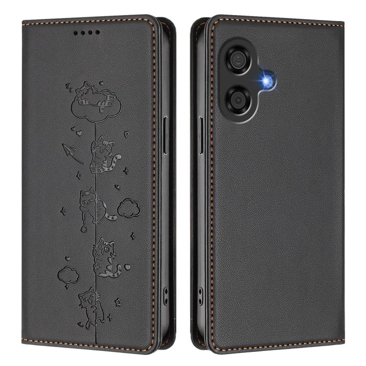 For Coolpad Cool 40i Cute Cats Embossed Magnetic RFID Vegan Leather Phone Case