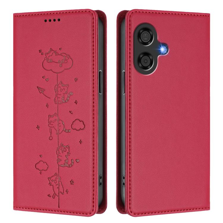 For Coolpad Cool 40i Cute Cats Embossed Magnetic RFID Vegan Leather Phone Case