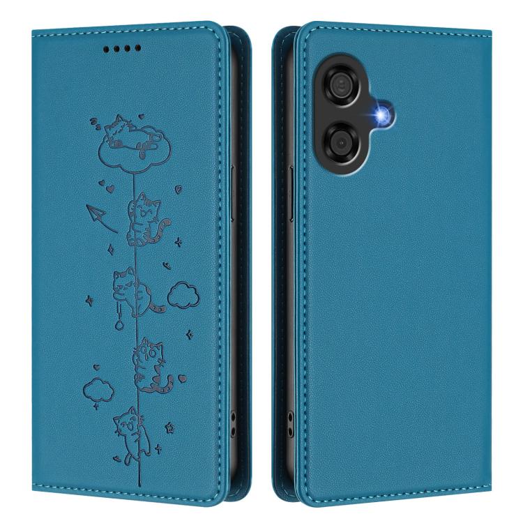 For Coolpad Cool 40i Cute Cats Embossed Magnetic RFID Vegan Leather Phone Case