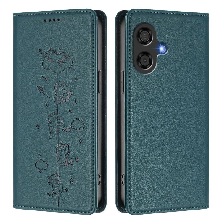 For Coolpad Cool 40i Cute Cats Embossed Magnetic RFID Vegan Leather Phone Case