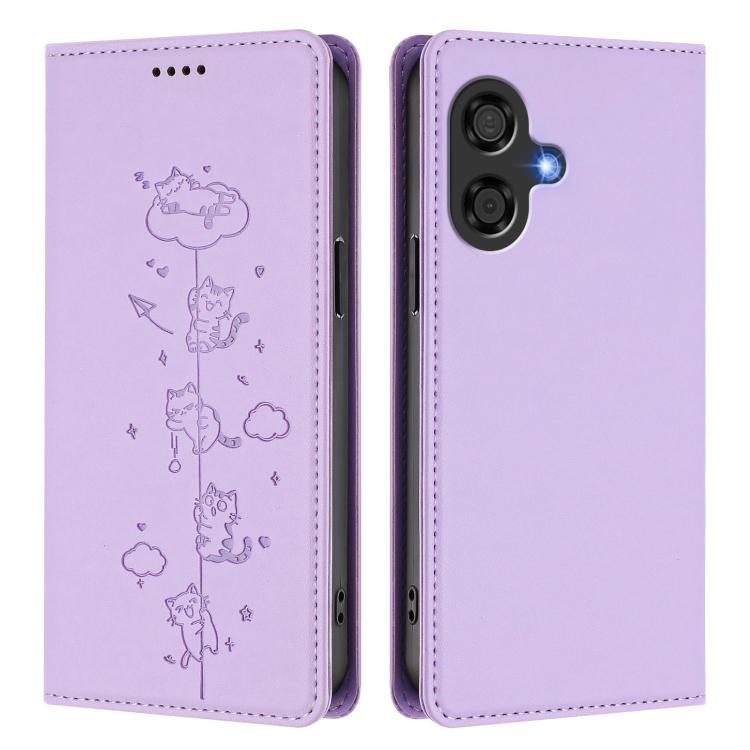 For Coolpad Cool 40i Cute Cats Embossed Magnetic RFID Vegan Leather Phone Case