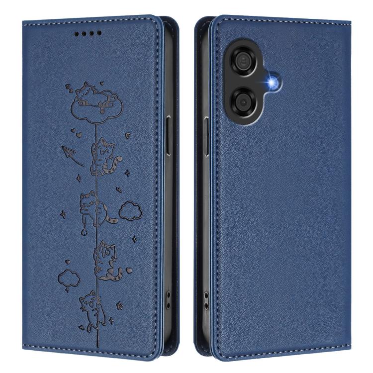 For Coolpad Cool 40i Cute Cats Embossed Magnetic RFID Vegan Leather Phone Case