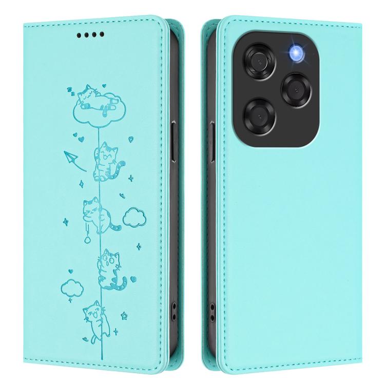 For Coolpad X100 Cute Cats Embossed Magnetic RFID Vegan Leather Phone Case