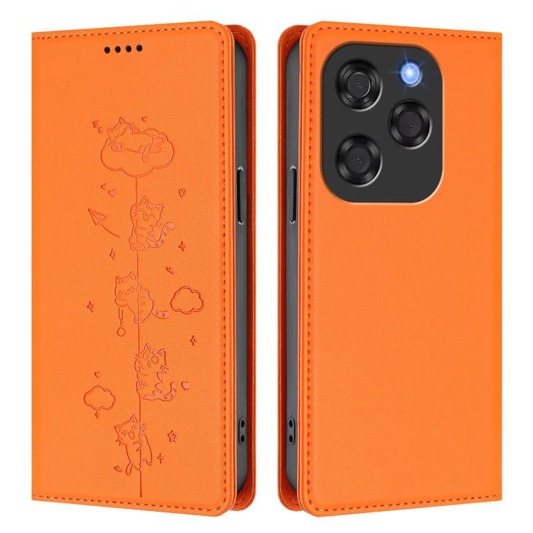 For Coolpad X100 Cute Cats Embossed Magnetic RFID Vegan Leather Phone Case
