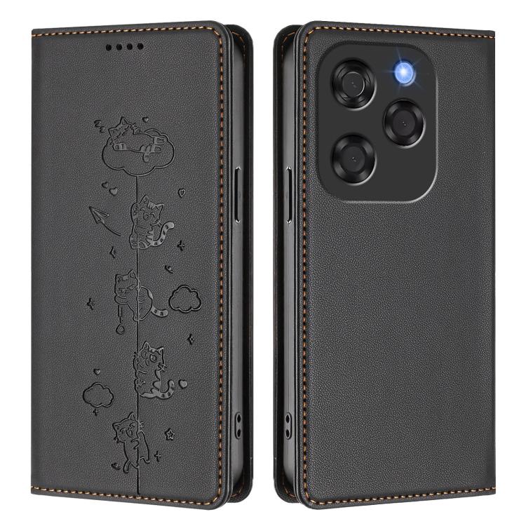 For Coolpad X100 Cute Cats Embossed Magnetic RFID Vegan Leather Phone Case