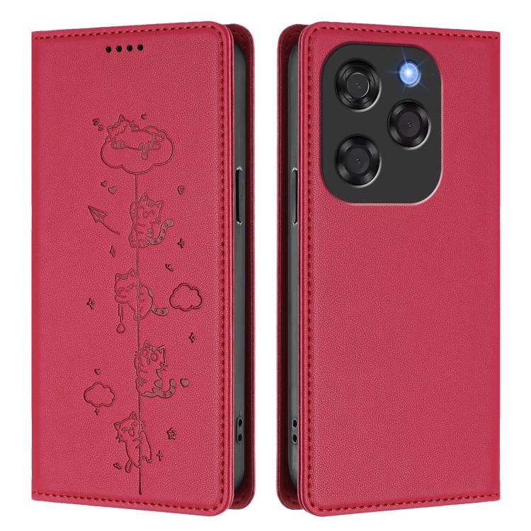 For Coolpad X100 Cute Cats Embossed Magnetic RFID Vegan Leather Phone Case