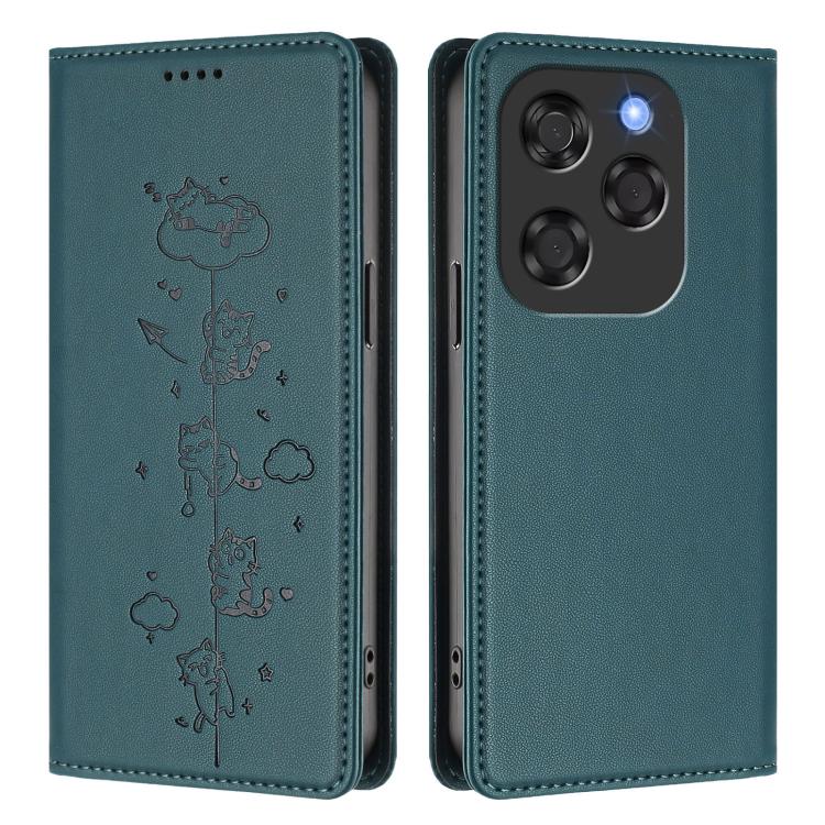 For Coolpad X100 Cute Cats Embossed Magnetic RFID Vegan Leather Phone Case