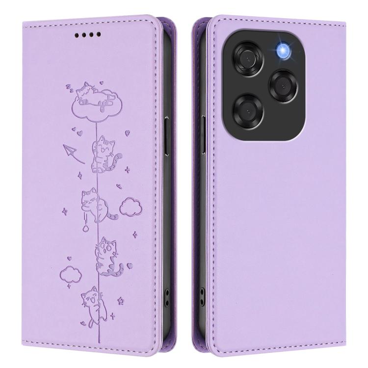 For Coolpad X100 Cute Cats Embossed Magnetic RFID Vegan Leather Phone Case