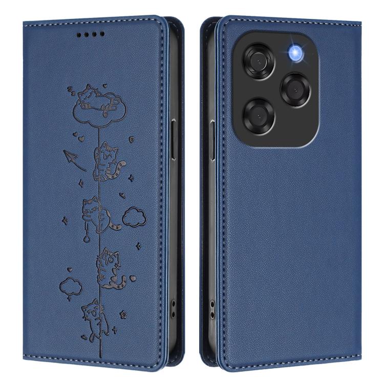 For Coolpad X100 Cute Cats Embossed Magnetic RFID Vegan Leather Phone Case