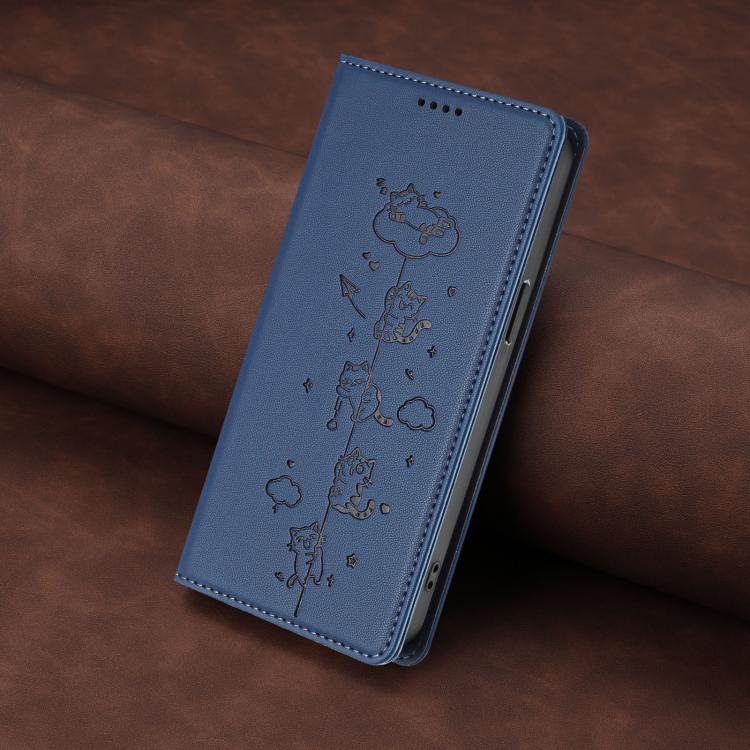 For Coolpad X100 Cute Cats Embossed Magnetic RFID Vegan Leather Phone Case