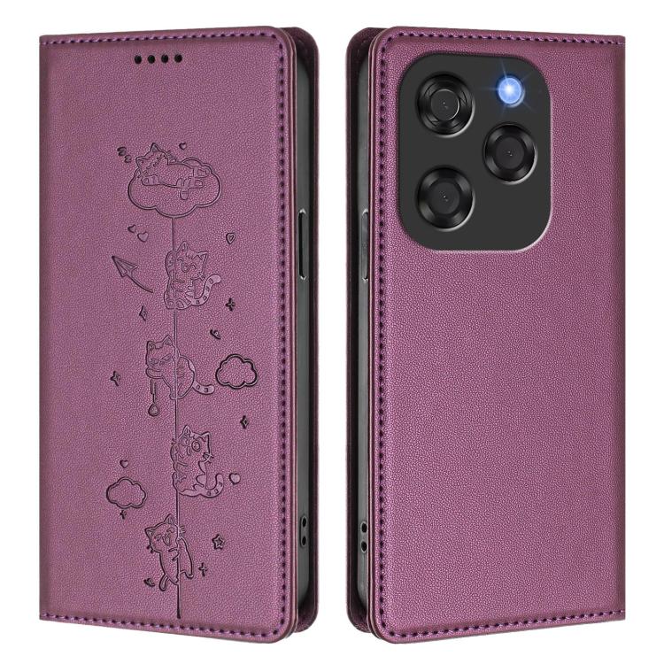 For Coolpad X100 Cute Cats Embossed Magnetic RFID Vegan Leather Phone Case