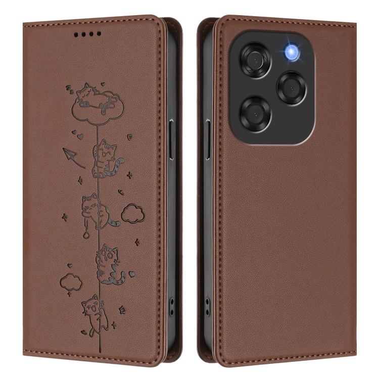 For Coolpad X100 Cute Cats Embossed Magnetic RFID Vegan Leather Phone Case