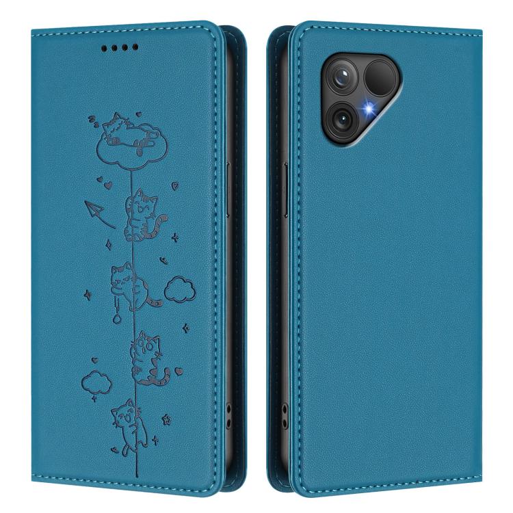 For Fairphone 5 Cute Cats Embossed Magnetic RFID Vegan Leather Phone Case