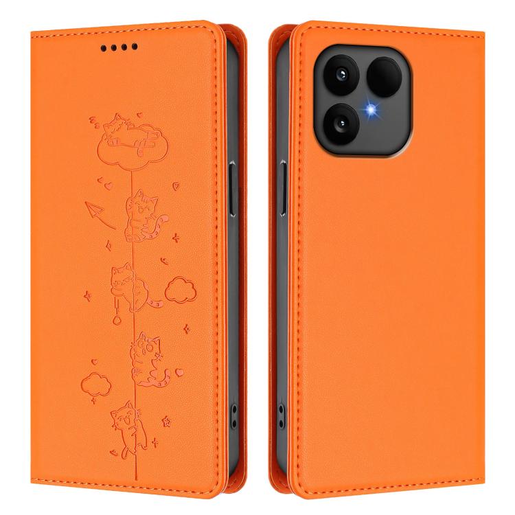 For Fairphone 6 Cute Cats Embossed Magnetic RFID Vegan Leather Phone Case