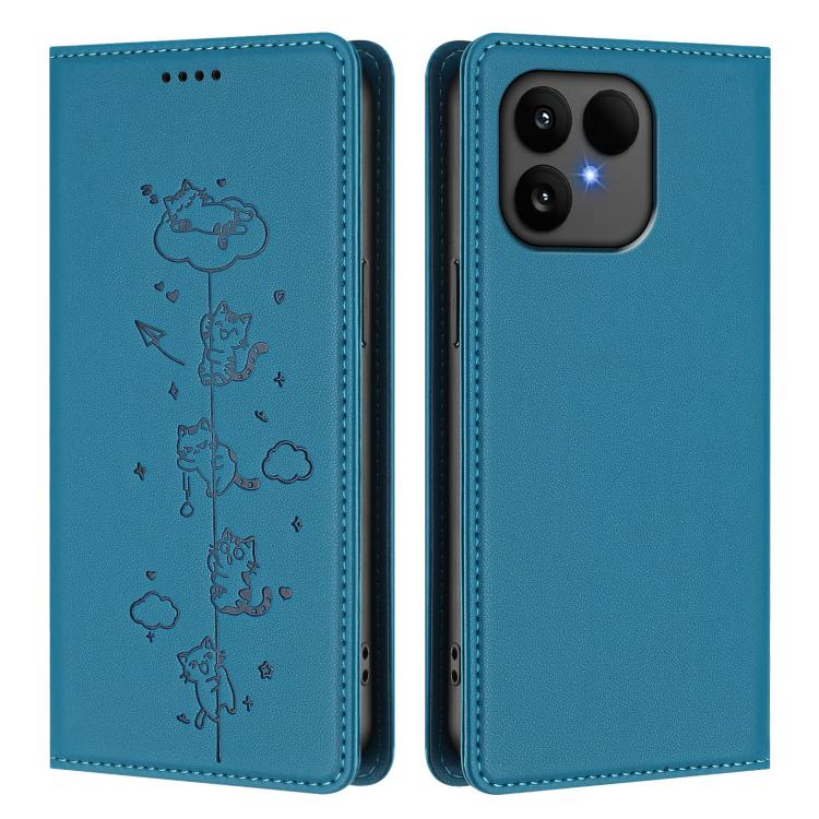 For Fairphone 6 Cute Cats Embossed Magnetic RFID Vegan Leather Phone Case