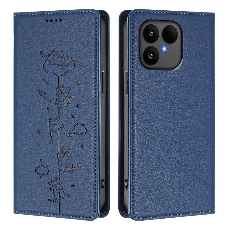 For Fairphone 6 Cute Cats Embossed Magnetic RFID Vegan Leather Phone Case