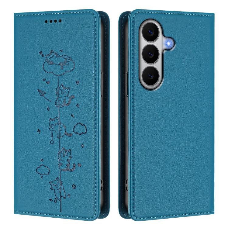 For Galaxy A27 5G Cute Cats Embossed Magnetic RFID Vegan Leather Phone Case