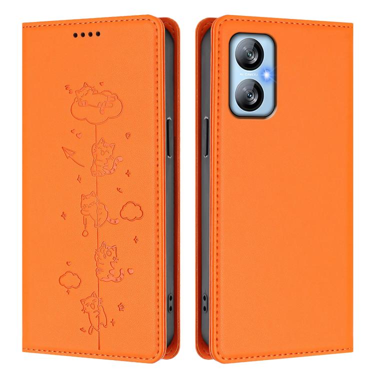 For Blackview A52 / A52 Pro Cute Cats Embossed Magnetic RFID Vegan Leather Phone Case