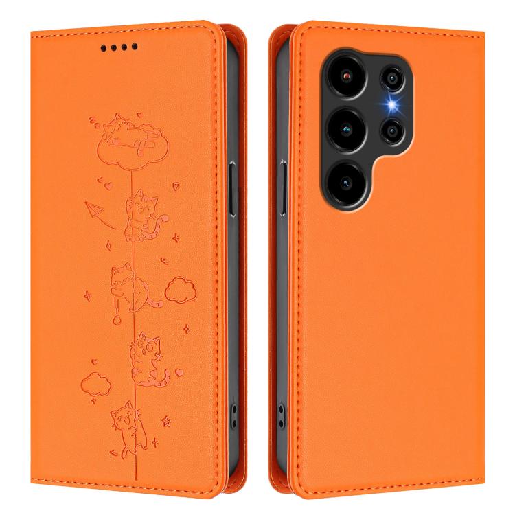 For Blackview Wave 10 Cute Cats Embossed Magnetic RFID Vegan Leather Phone Case