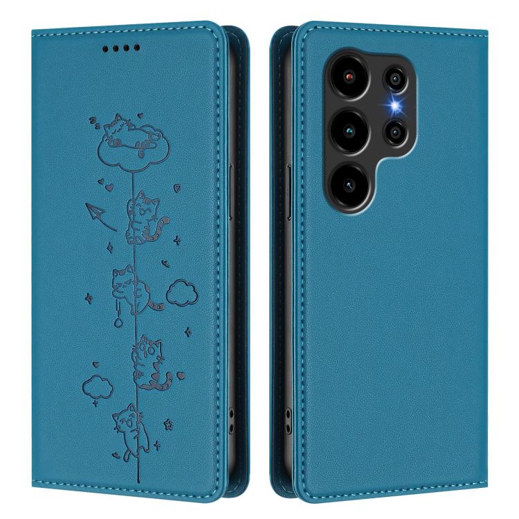 For Blackview Wave 10 Cute Cats Embossed Magnetic RFID Vegan Leather Phone Case