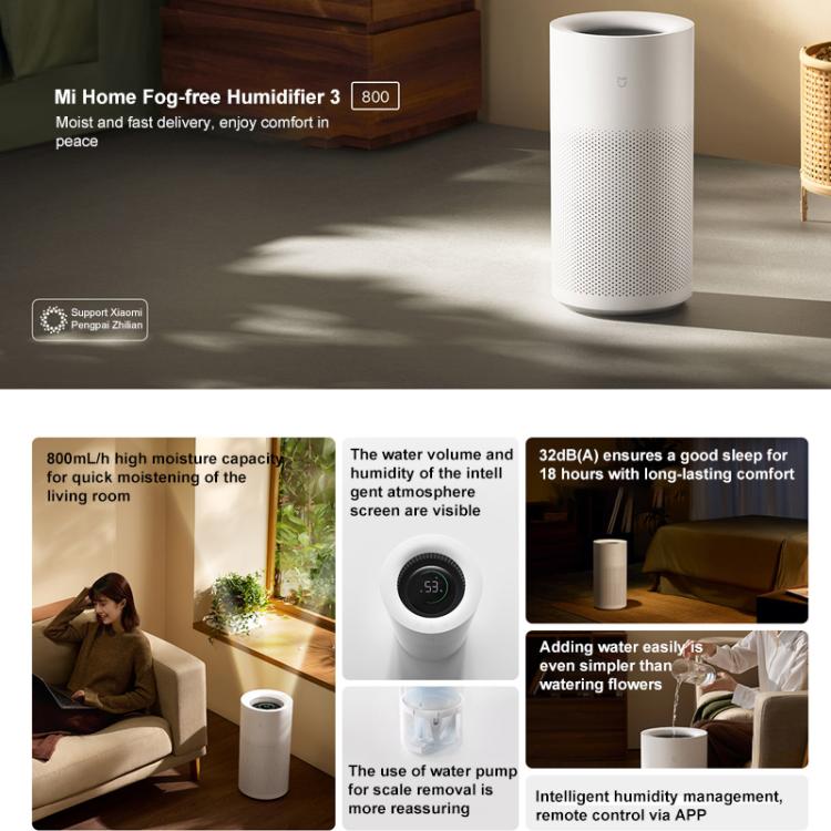 Xiaomi Mijia 6L No-Mist Humidifier 3, Specification:US Plug - White