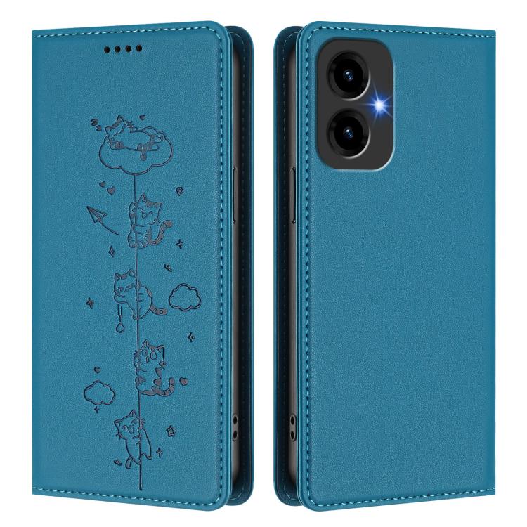 For Cricket Icon 2026 / AT&T Propel 3 5G Cute Cats Embossed Magnetic RFID Vegan Leather Phone Case