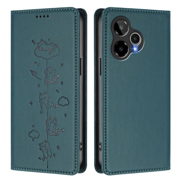 For Cricket Icon Plus 2026 / Icon 7 5G Cute Cats Embossed Magnetic RFID Vegan Leather Phone Case