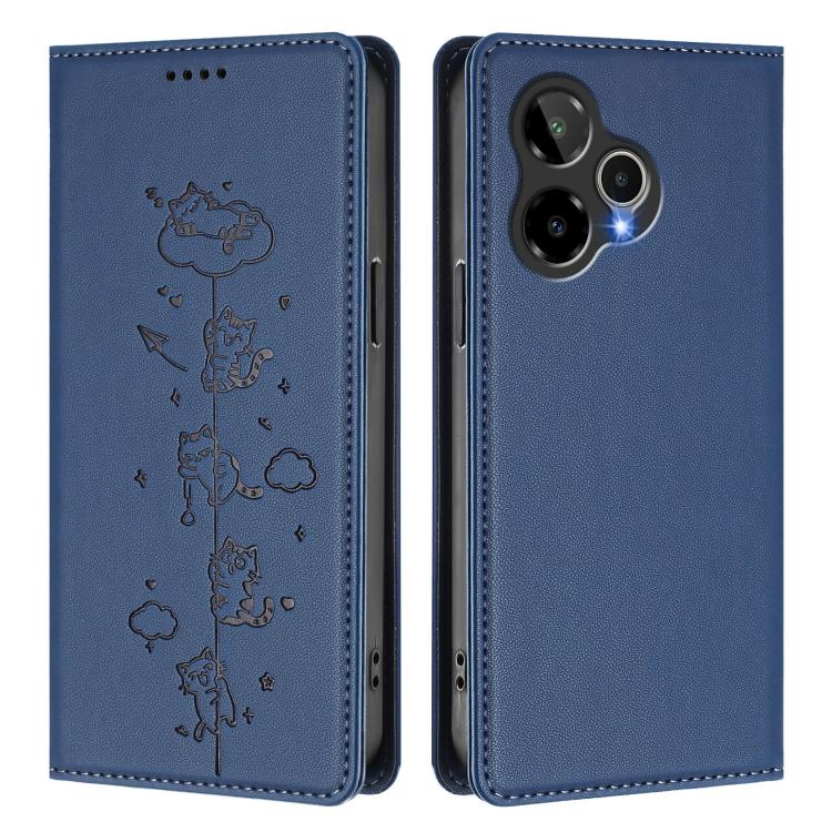 For Cricket Icon Plus 2026 / Icon 7 5G Cute Cats Embossed Magnetic RFID Vegan Leather Phone Case