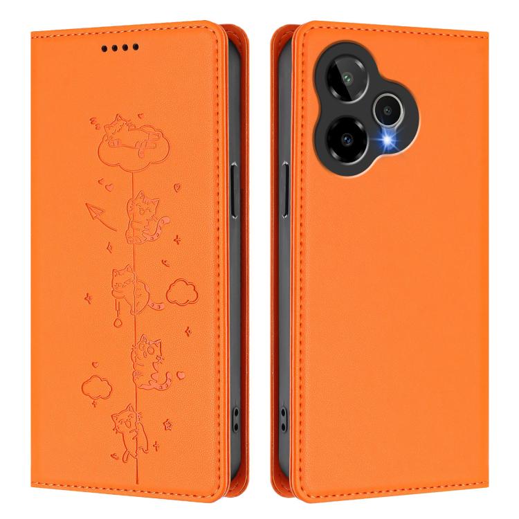 For Cricket Icon Pro 2026 Cute Cats Embossed Magnetic RFID Vegan Leather Phone Case