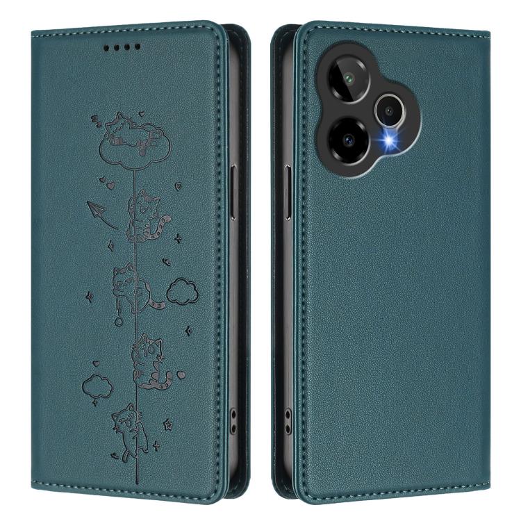 For Cricket Icon Pro 2026 Cute Cats Embossed Magnetic RFID Vegan Leather Phone Case